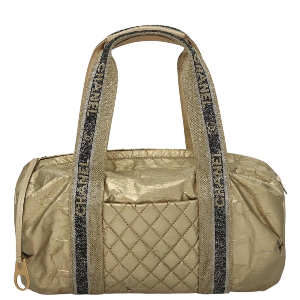 CHANEL Hand Bag Coated Canvas Gold Tone CC Auth 107865 - Picture 2 of 16